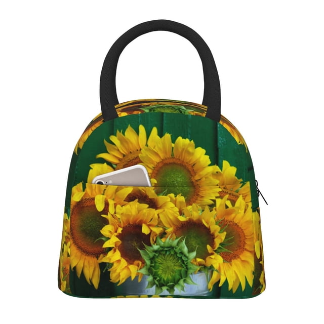 Fotbe Sunflowers in Bucket Bolsa de Almuerzo con Estampado, Lonchera Aislada, Contenedor de Comida Reutilizable Tipo Cooler a Prueba de Fugas