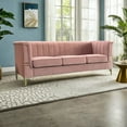 thumbnail image 3 of 82.67'' W Velvet Couch,Mid-Century Classical Sofa Couch,Chesterfield Couch for Living Room,Pink, 3 of 7
