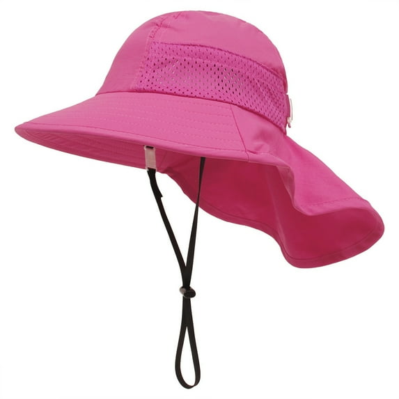 nsendm Kid's Sun Hat Wide Brim UPF 50+ Hat For Toddler Boys Girls Bucket Hat Kids Soft Mittens Hat Hot Pink Small