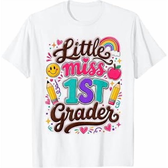 Little Miss 1st Grade, First Day of School, Cute School Theme, First Grade, Short Sleeve T-Shirt