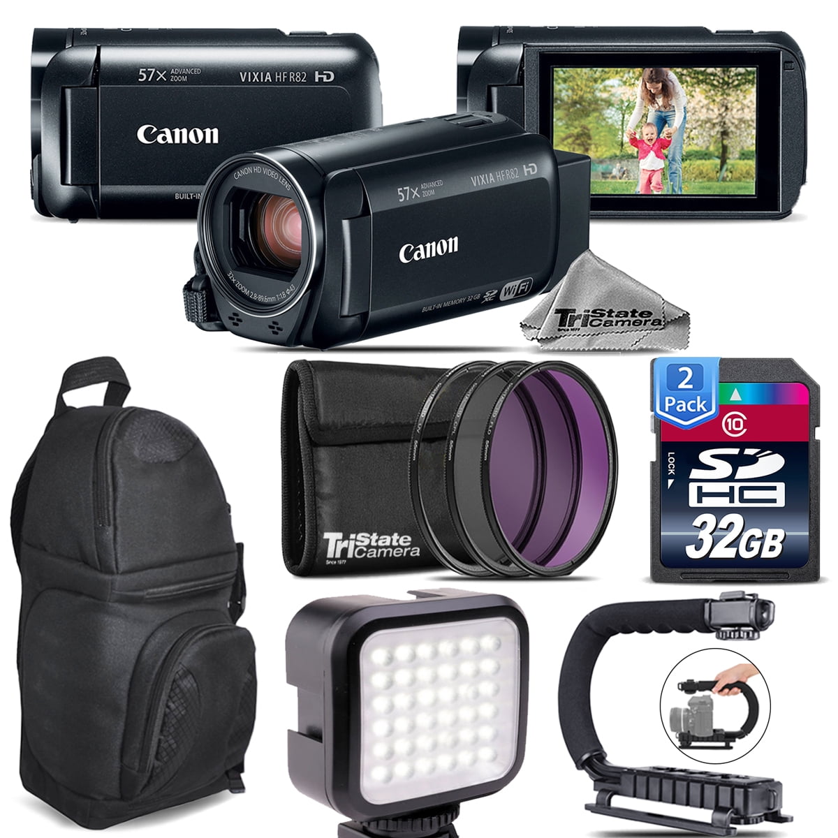 Canon VIXIA HF R800 Camcorder Black + LED Kit + Stabilizing Handle