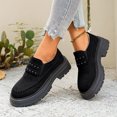 thumbnail image 4 of Fall Winter Women Chunky Platform Loafers, Faux Suede Buckle Slip‑On Shoes, Lug Sole Casual Shoes, 4 of 8