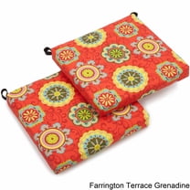 Blazing Needles 93454-2CH-REO-41 20 x 19 in. Patterned Outdoor Spun Polyester Chair Cushions, Farrington Terrace Grenadine - Set of 2
