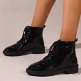 thumbnail image 2 of NECHOLOGY Botas Mujer Adulto Femenino Zapatos Botines de mujer Botas de tacón grueso con cordones de cuero de color sólido transpirables retro a la moda para mujer (Black, 8), 2 of 5