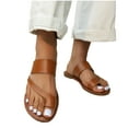 thumbnail image 4 of BLTIBY Womens Flat Sandals Summer Vintage Straps Toe Ring Clip Toe Slip on Slides Lightweight Outdoor Slippers Comfortable Casual Ladies Beach Shoes Brown 40, 4 of 8