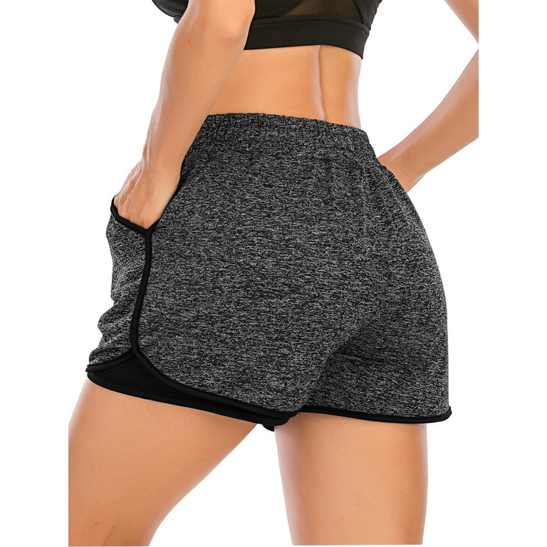 Women s Activewear Running Bike Shorts Double Layer Quick Dry Short with Pockets Walmart