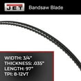 thumbnail image 2 of Jet 3/4 x .035 x 97 Inches Bi Metal Metal Working Bandsaw Blade Replacement Part, 2 of 5