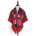 thumbnail image 3 of NMMUED Large 43.3 Inch Floral Square Scarf for Women Retro Rose Print Soft Neck Kerchief Pashmina Shawl Red One Size, 3 of 8