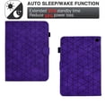 thumbnail image 3 of Embossed Folio Flip Smart Case for Amazon Kindle Fire HD8 / HD8 Plus 2020/2022/2024, Premium PU Leather Kickstand Card Slots Magnetic Auto Sleep / Wake with Pen Slot Case, Purple, 3 of 5