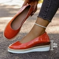 thumbnail image 6 of Pandaie Women's Slip on Casual Shoes Leather Espadrilles Wedge Loafers Round Toe Walking Office Business Work Fashion Sneakers Red 9.5, 6 of 8