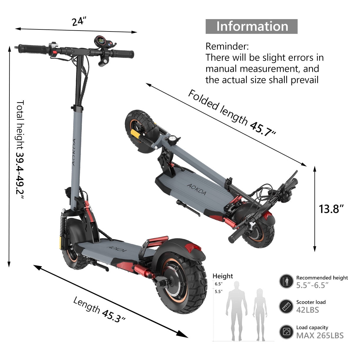 AOKDA Foldable Electric Scooter for Adults 800W 20 Miles Long Range 3 Speeds Commuter E-Scooter up to 28mph, Electric Skateboard for Kids Boys Girls 14+