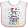 thumbnail image 3 of Inktastic Dance with Fairies, Ride a Unicorn, Swim with Mermaids Boys or Girls Baby Bib, 3 of 4