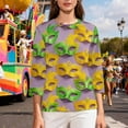 thumbnail image 4 of Xuyuer Mardi Gras Printed Shirt - Ladies' 3/4 Sleeve Crewneck Top for Festival Celebrations, Carnival Themed Parties, Vibrant Holiday Seasonal Fashion & Eye-Catching Parade Ready Apparel, 4 of 9