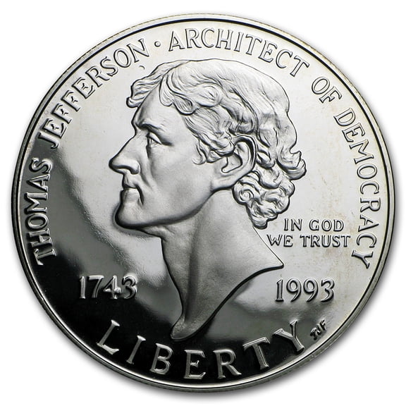 1993-S Jefferson 250th Anniv $1 Silver Commem Proof (w/Box & COA)