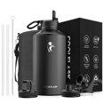 thumbnail image 1 of Botella de agua Coolflask con aislamiento de un galón, 3 tapas, 3,8 L, acero inoxidable, 1 of 7