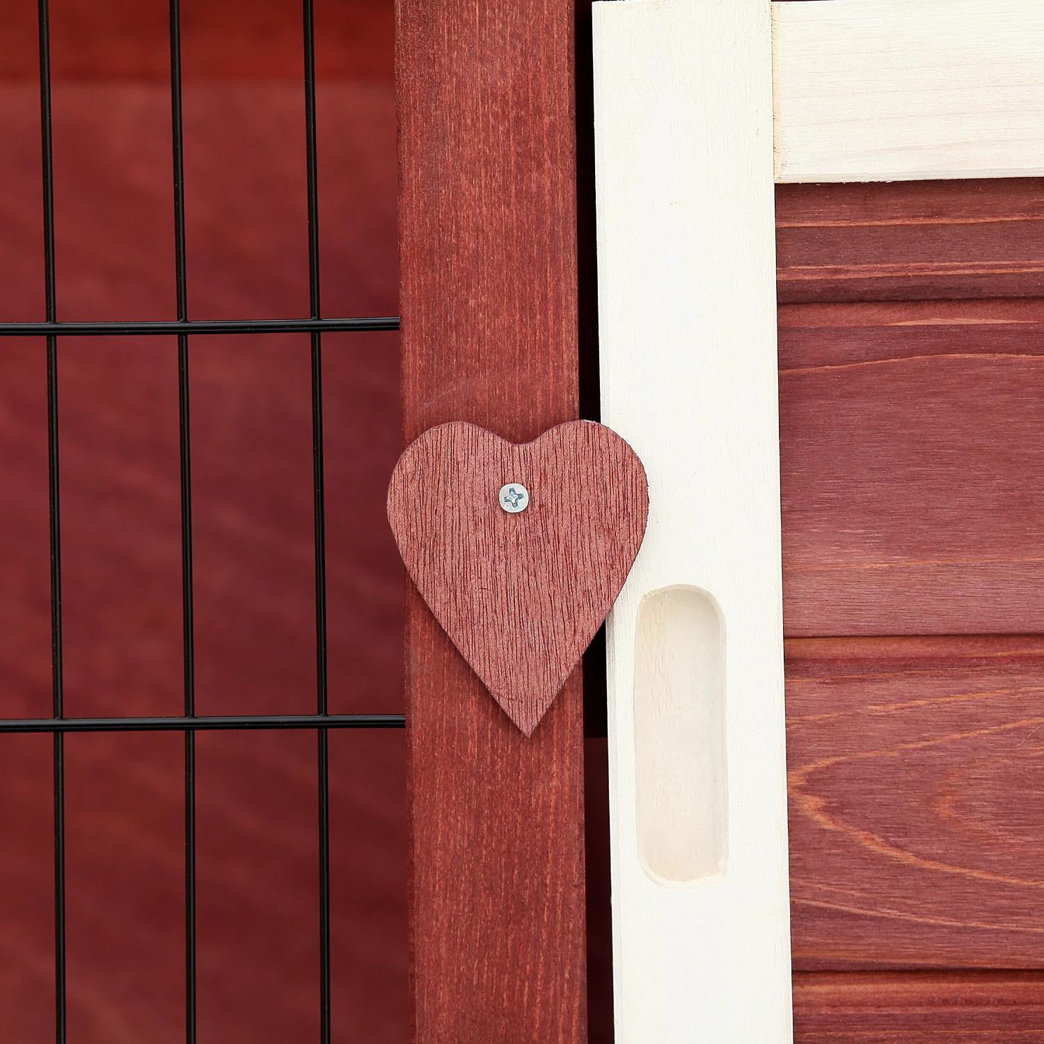 Pefilos 54" Wooden Rabbit Hutch with Enclosed Run, No Leak Tray, Outdoor Bunny Enclosure Guinea Pig Cage for Small Animals, Brown