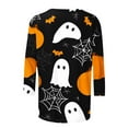 thumbnail image 5 of Jsaierl Women's Halloween Shirts Cute Pumpkin Ghost Graphic Tees Soft Round Neck T-shirt 3/4 Sleeve Tunic Blouse Tops Halloween Party Supplies, 5 of 5