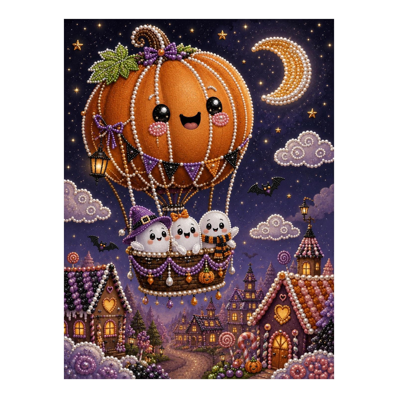 Halloween Themed DIY Pearl Diamond Painting Material Kit Hand‑Craft Art Supplies for Producing Custom Decorative Home Artwork