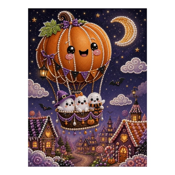 Halloween Ghost Pearl Art DIY Kit, 3D Pearl Painting Craft Kit, Ghost Diamond Painting Craft Kit, Cute Halloween Pearl Art Kit, Fall DIY Gift for Beginner (#009)