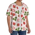 thumbnail image 4 of Xecao offers the Strawberries And Leaf for Men's Casual Short-sleeved Shirt, a button-up collared shirt with a pocket, perfect for beach vacations and yacht travel in the Large size., 4 of 7