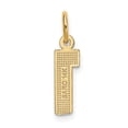 thumbnail image 3 of 14k Yellow Gold Small Brushed Diamond-cut Number 1 Charm Pendant, 3 of 4