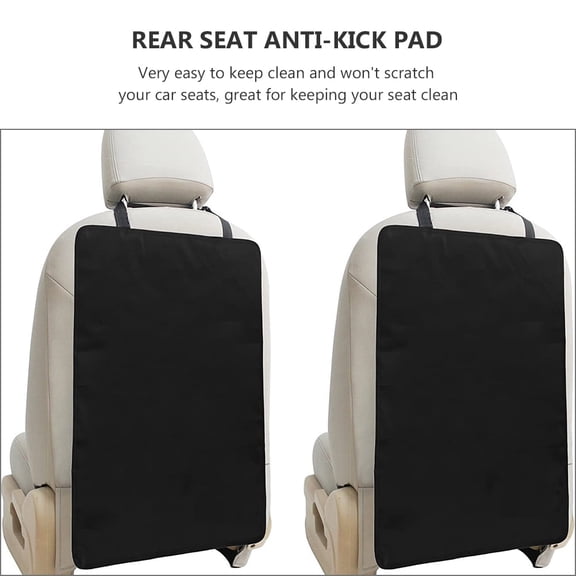 2-Pack Car Kick Mats – Back Seat Protector for Kids, Easy to Clean & Hang, Durable Oxford Cloth Car Seat Protector, Wear-Resistant Black Kick Mats for Rear Seats