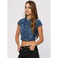 thumbnail image 3 of DARING DIVA Women's Cap Short Sleeve Cropped Denim Jacket XS Blue, 3 of 6