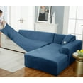 thumbnail image 6 of Sectional Couch Covers, Stretch Sofa Cover Velvet L-Shaped Sofa Cover Soft Non Slip Furniture Protector for Corner Sofa-Pink-3 Seater+3 Seater, 6 of 9