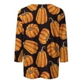thumbnail image 4 of Odeerbi Halloween Vintage Pumpkin Shirts for Women Retro Graphic Blouse Fashion Printing Loose T-shirt Three Quarter Sleeve Round Neck 2025 Casual Tops Orange, 4 of 5
