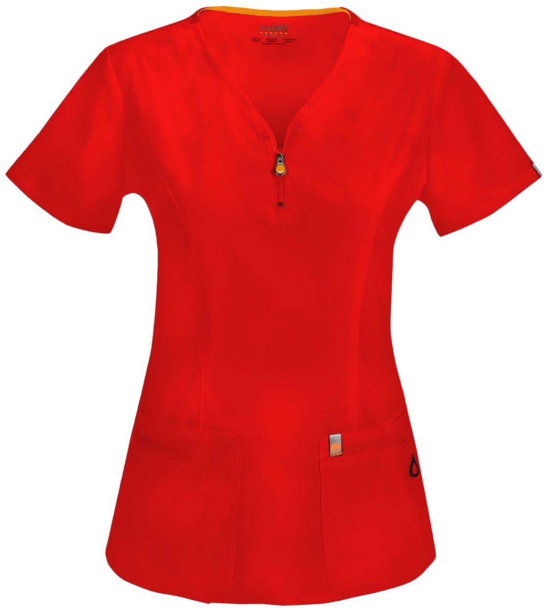 Code Happy Women's Short Sleeve Patch Pockets V Neck Nursing Scrub Top 46607A 
