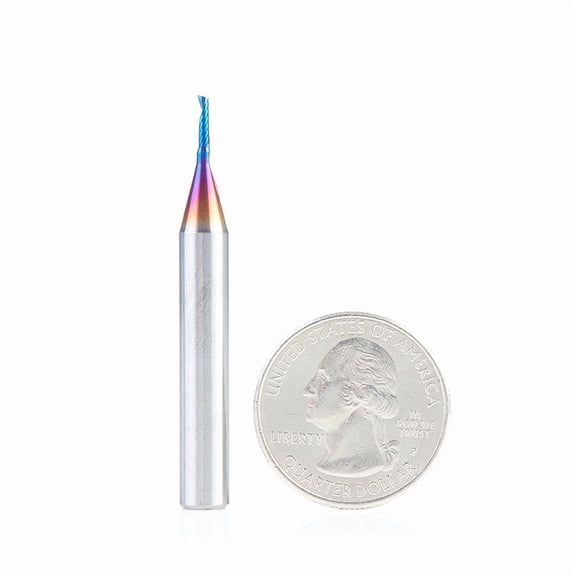 Amana Tool Spektra Coated Solid Carbide CNC Spiral Single O-Flute Router Bit, 51441-K, 1/16 D x 1/4 CH x 1/4 SHK x 2 Inch L Up-Cut with Mirror Finish