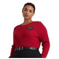 thumbnail image 3 of Ralph Lauren Women's Button Trim Cable Knit Sweater Red Size 3X, 3 of 3