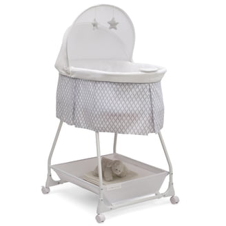 Delta Children Curve Bassinet, Baby Bedside Sleeper with Storage