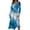 Sky Blue, variant on Women's Autumn Winter Casual Fashion V-Neck Long-sleeved Gradient (Floral) Print Long Dress, Black, Size L