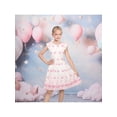 thumbnail image 2 of Sunny Fashion Girls White Dress Pink Floral Butterfly Embroidery Flutter Sleeves Scalloped Hem Girl Wedding Party Dress 4 Years, 2 of 7