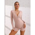 thumbnail image 4 of Unique Bargains Women's Front Zipper One Piece Tummy Control Bodysuit Medium Pink, 4 of 6