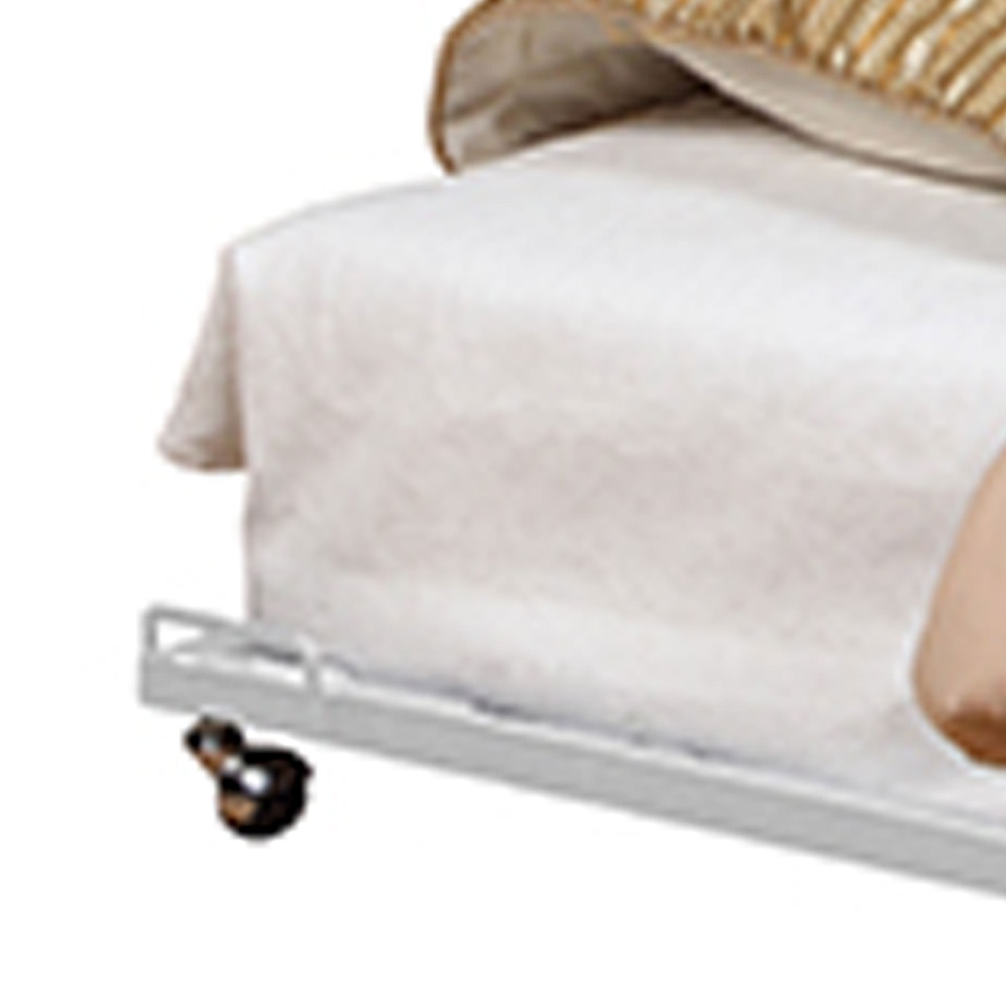 Kings Brand Furniture - Twin Size Metal Roll Out Platform Trundle Bed Frame for Daybed with Steel Slats, Cream White