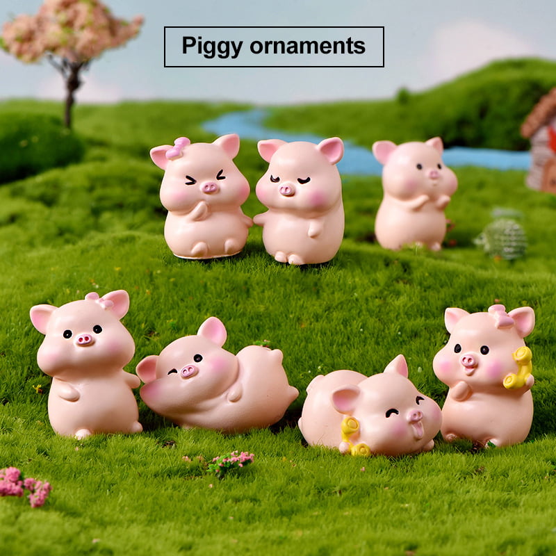 Miniature FAIRY GARDEN Figurine ~ MINI Cute Piggy Pig Sleeping 