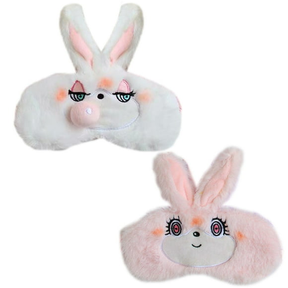 2PCS Sleep Eye Mask Cute Rabbit Ear Elastic Sleep Eyeshade Eye Cover for Travel