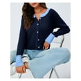 thumbnail image 4 of Women's Cropped Cardigan Sweaters with Button Down Open Front Long Sleeve Fall Trendy Color Block Knit Coats, 4 of 6
