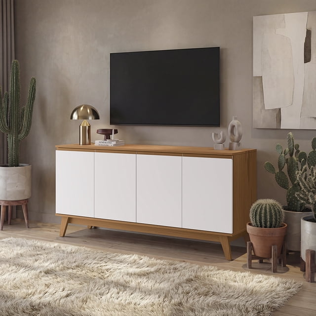 Aparador Bufetero Canela/Blanco 4 Puertas 156 cm Kappesberg