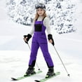 thumbnail image 2 of Dakiuu Kids Snow Bibs Girls Boys Insulated Waterproof Ski Pants Snow Suit Warm Outdoor Activewear Snowboard Overalls Snowsuit with Pockets Purple 8-9 Years (140), 2 of 8
