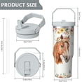 thumbnail image 5 of 1pc Horse Lovers 30oz Tumbler with Straw & Handle - Insulated Stainless Steel Cup | Holiday Gift for Man Women (Christmas, Valentine's, Birthday), 5 of 7