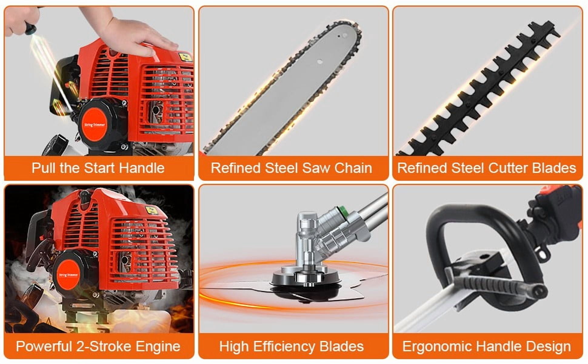 YNCE 5 in 1 Gas Weed Wacker, 52CC 2 Stroke Gas Multi Functional Trimming Tools, 2025 Upgraded Weed Eater Gas Powe, 9500rpm High Power Gas String Trimmer, Brush Cutter for Home, Yard, Garden