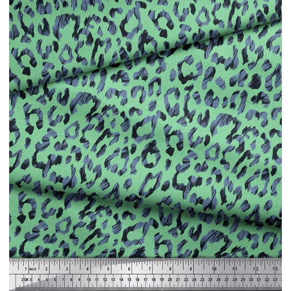 Soimoi Cotton Cambric Fabric Leopard Animal Skin Print Fabric by The Yard 56 Inch Wide