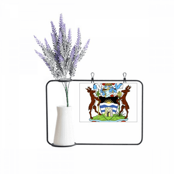 John's Antigua & Barbuda Emblem Artificial Lavender Flower Vase Bottle Card