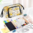 thumbnail image 5 of Fish Mouth Pencil Bag 9.45*3.74*5.9 Inches Pencil Bag Pencil Case Pencil Box Makeup Bag Suitable for Office and Study Cute Yellow Flowers Seamless, 5 of 7