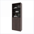 thumbnail image 3 of Classic Bookcase with 3-Tier Open Shelves & 2 Closed Doors | Stained Walnut | 41”H x 30”W x 38.25”D | Walnut | Particle Board, 3 of 8