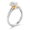 thumbnail image 3 of Gem Stone King 925 Sterling Silver and 10K Yellow Gold White Moissanite Solitaire Engagement Ring for Women (1.50 Cttw, Oval 8X6MM, Available in Size 5, 6, 7, 8, 9), 3 of 4