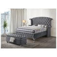 thumbnail image 5 of Grey Lift Top Storage Ottoman, Tufted Storage Bench with Wooden Legs, 45.5” Wide, Living Room Seating & Hidden Storage Grey + Bedroom + Grey + Velvet + Luxury + Eucalyptus + Flip Top + Wood+Fabric, 5 of 5